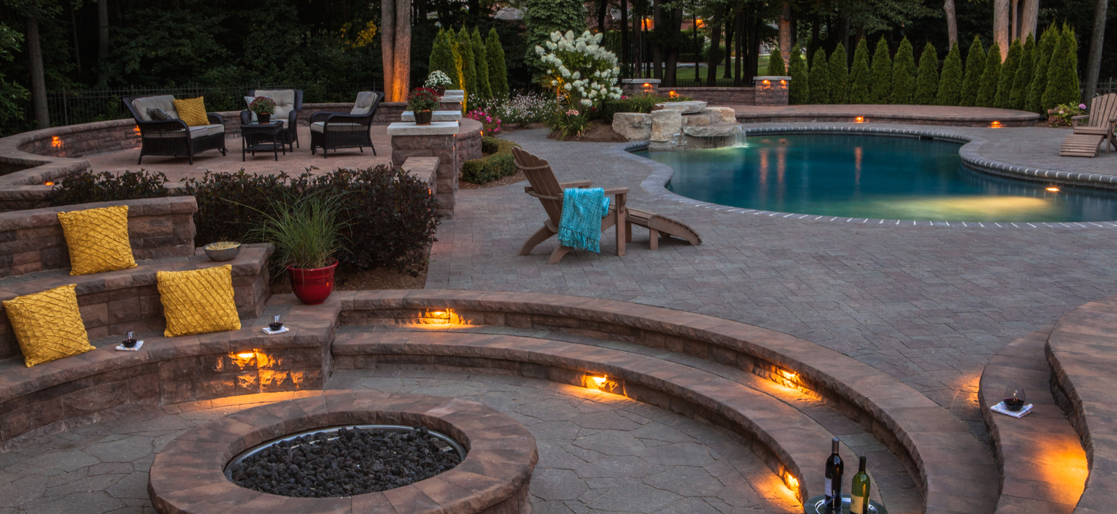 california backyard with pool and hardscape design and other landscape supplies